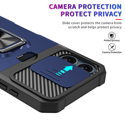 For iPhone 16 Plus Camera Shield Card Slot PC+TPU Phone Case(Blue) - iPhone 16 Plus Cases by buy2fix | Online Shopping UK | buy2fix