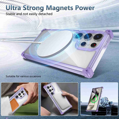 For Samsung Galaxy S22 Ultra 5G Transparent MagSafe Magnetic Phone Case(Purple) - Galaxy S22 Ultra 5G Cases by buy2fix | Online Shopping UK | buy2fix