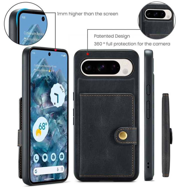 For Google Pixel 9 Pro JEEHOOD J01 Retro Magnetic Detachable Wallet Phone Case(Black) - Google Cases by JEEHOOD | Online Shopping UK | buy2fix