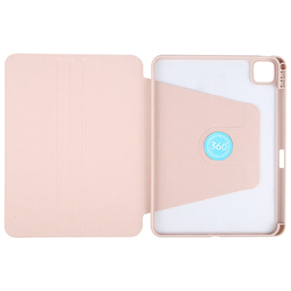 For iPad Air 11 2024 / Air 5 / Air 4 GEBEI Acrylic TPU 3-folding Rotating Smart Tablet Leather Case withh Pen Slot(Pink) - iPad Air 11 2024 Cases by GEBEI | Online Shopping UK | buy2fix