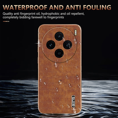 For vivo X100 5G AZNS Electroplated Frame Crocodile Texture Full Coverage Phone Case(White) - X100 Cases by AZNS | Online Shopping UK | buy2fix