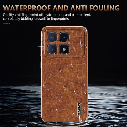 For Redmi K70 Ultra AZNS Electroplated Frame Crocodile Texture Full Coverage Phone Case(Brown) - Xiaomi Cases by AZNS | Online Shopping UK | buy2fix