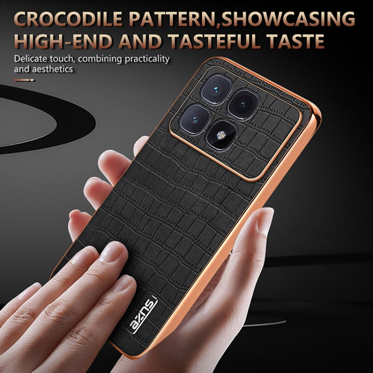 For Redmi K70 Ultra AZNS Electroplated Frame Crocodile Texture Full Coverage Phone Case(Brown) - Xiaomi Cases by AZNS | Online Shopping UK | buy2fix