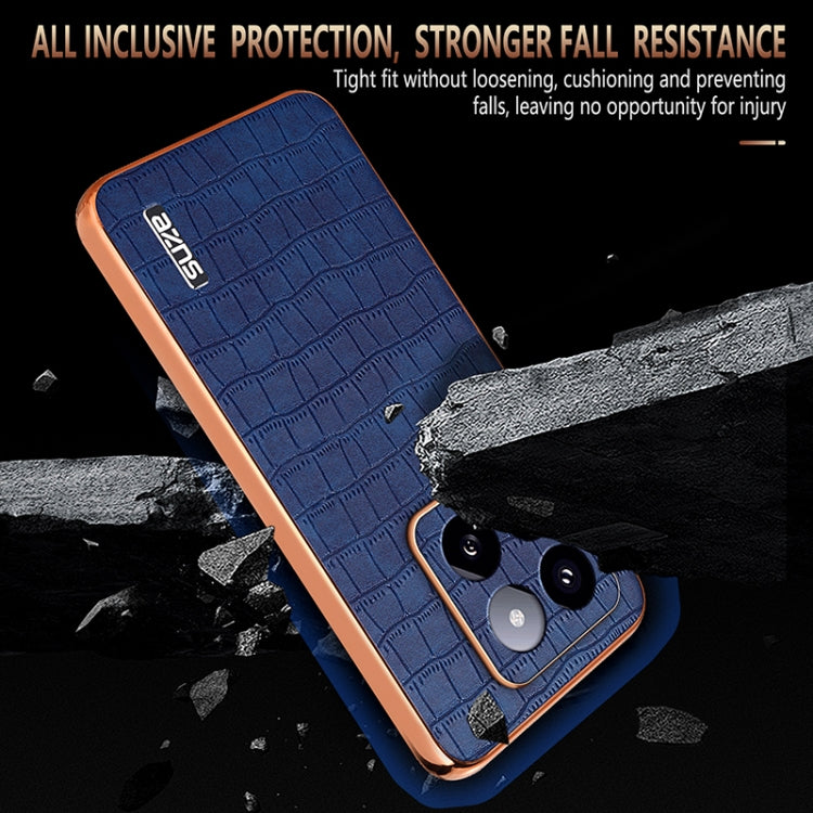 For Xiaomi 14 Pro AZNS Electroplated Frame Crocodile Texture Full Coverage Phone Case(Black) - 14 Pro Cases by AZNS | Online Shopping UK | buy2fix