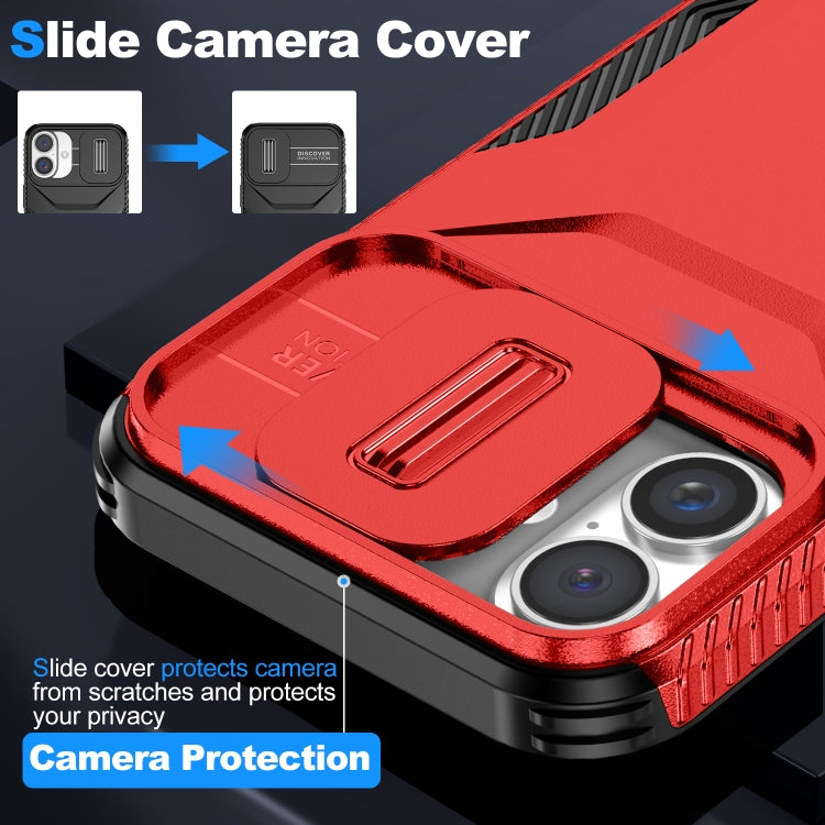 For iPhone 16 Sliding Camshield Phone Case(Red) - iPhone 16 Cases by buy2fix | Online Shopping UK | buy2fix