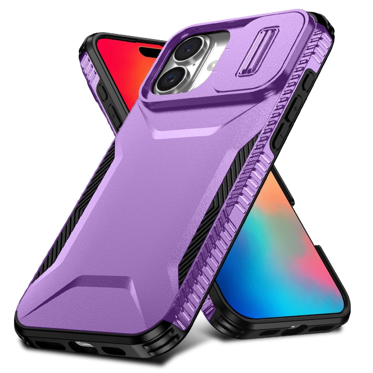 For iPhone 16 Sliding Camshield Phone Case(Purple) - iPhone 16 Cases by buy2fix | Online Shopping UK | buy2fix