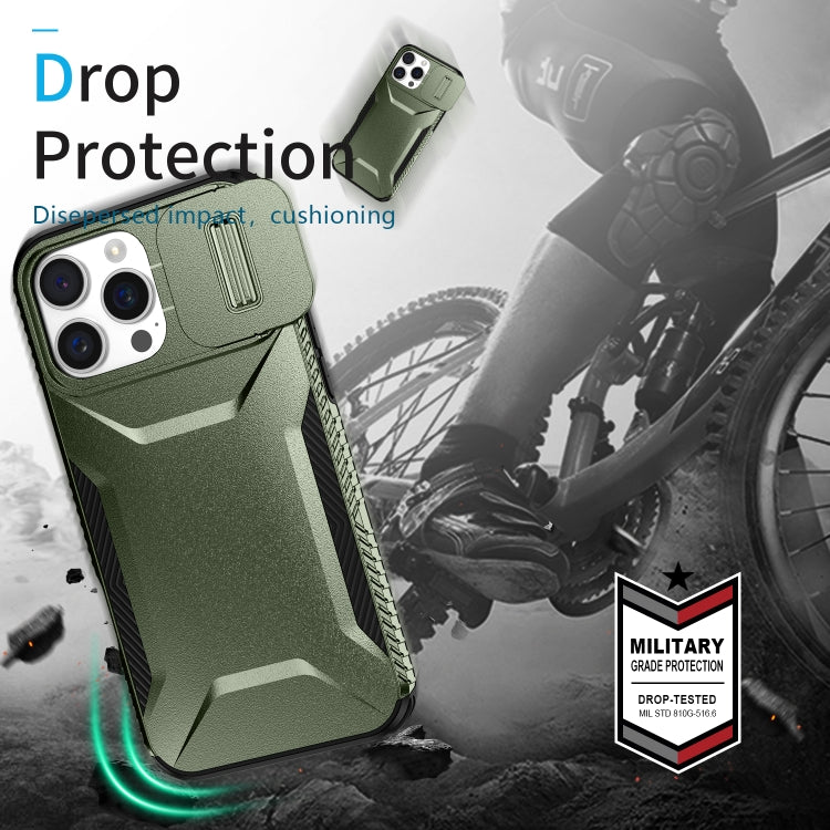 For iPhone 16 Pro Max Sliding Camshield Phone Case(Alpine Green) - iPhone 16 Pro Max Cases by buy2fix | Online Shopping UK | buy2fix