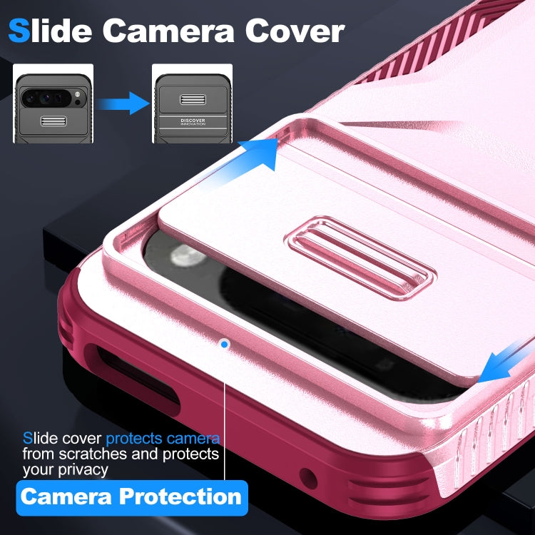 For Google Pixel 9 Pro XL Sliding Camshield Phone Case(Pink + Rose Red) - Google Cases by buy2fix | Online Shopping UK | buy2fix