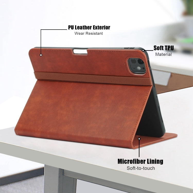 For iPad Pro 11 2024 Front Stand Smart TPU Leather Tablet Case(Brown) - iPad Pro 11 2024 Cases by buy2fix | Online Shopping UK | buy2fix