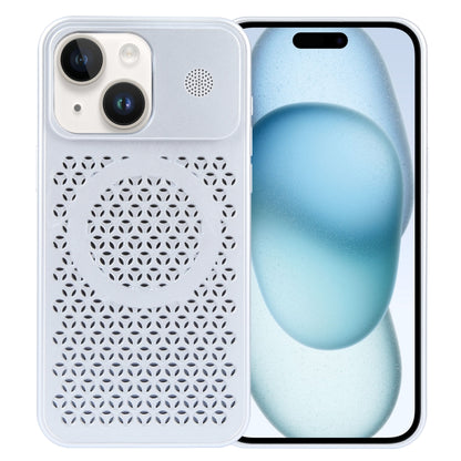 For iPhone 15 Plus Pure Color Honeycomb Aromatherapy MagSafe Phone Case(Silver) - iPhone 15 Plus Cases by buy2fix | Online Shopping UK | buy2fix