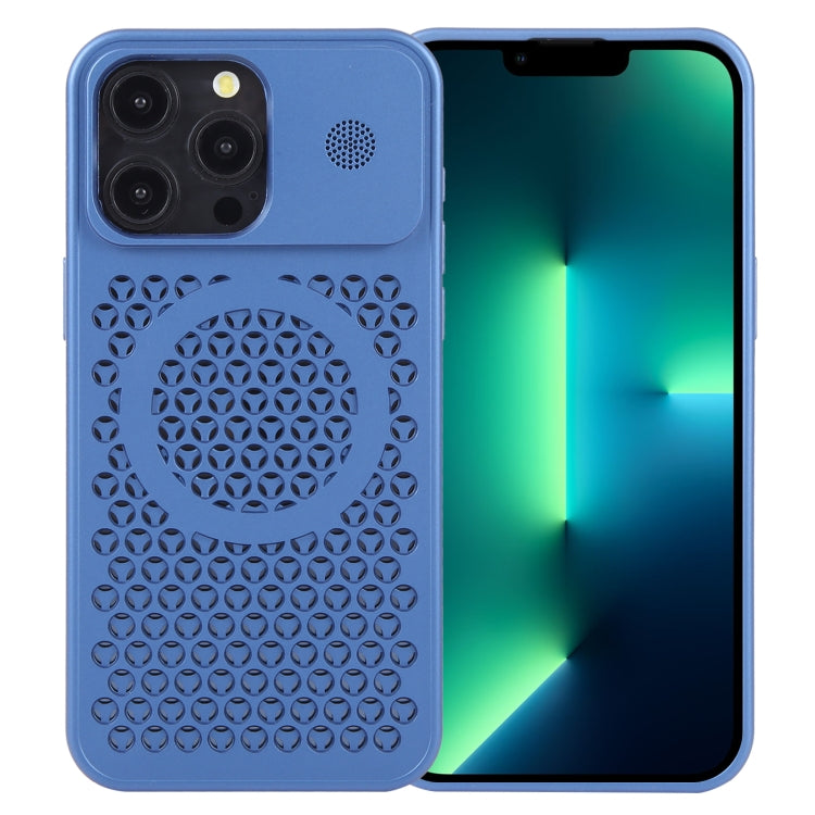 For iPhone 13 Pro Max Pure Color Honeycomb Aromatherapy MagSafe Phone Case(Blue) - iPhone 13 Pro Max Cases by buy2fix | Online Shopping UK | buy2fix