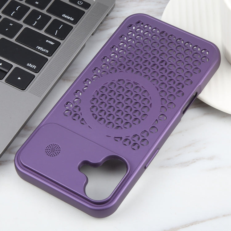 For iPhone 16 Plus Pure Color Honeycomb Aromatherapy MagSafe Phone Case(Purple) - iPhone 16 Plus Cases by buy2fix | Online Shopping UK | buy2fix