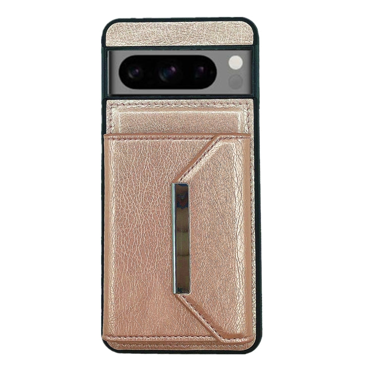 For Google Pixel 9 / 9 Pro Solid Color Metal Buckle Card Slots Bag Phone Case(Rose Gold) - Google Cases by buy2fix | Online Shopping UK | buy2fix