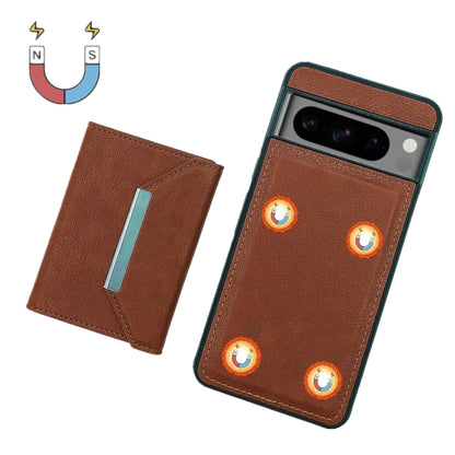 For Google Pixel 9 Pro XL Solid Color Metal Buckle Card Slots Bag Phone Case(Brown) - Google Cases by buy2fix | Online Shopping UK | buy2fix