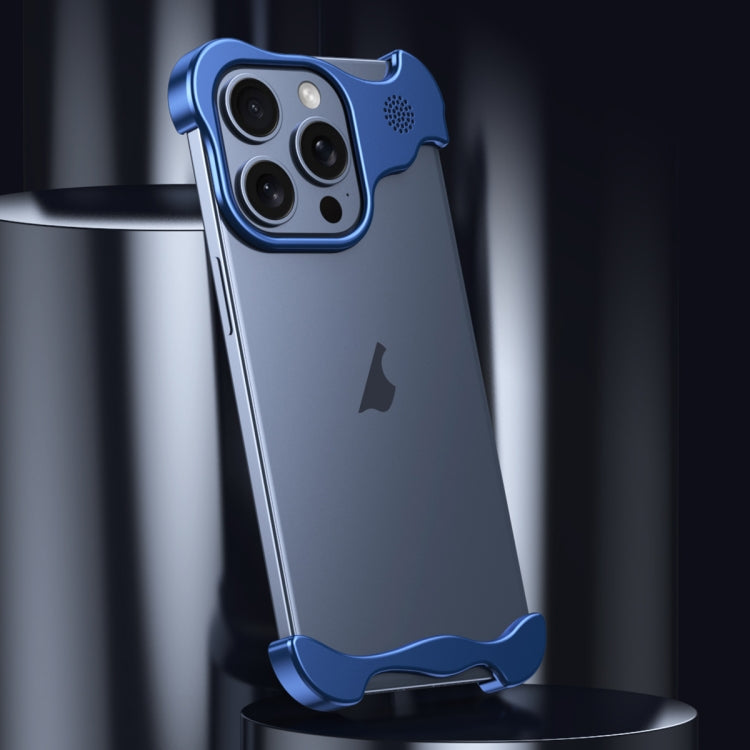 For iPhone 14 Aromatherapy Alloy Frameless Phone Case(Blue) - iPhone 14 Cases by buy2fix | Online Shopping UK | buy2fix