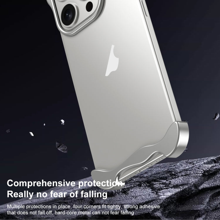 For iPhone 16 Aromatherapy Alloy Frameless Phone Case(Silver) - iPhone 16 Cases by buy2fix | Online Shopping UK | buy2fix