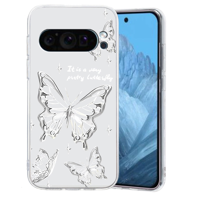 For Google Pixel 9 Colored Drawing Pattern Transparent TPU Phone Case(Butterflies) - Google Cases by buy2fix | Online Shopping UK | buy2fix