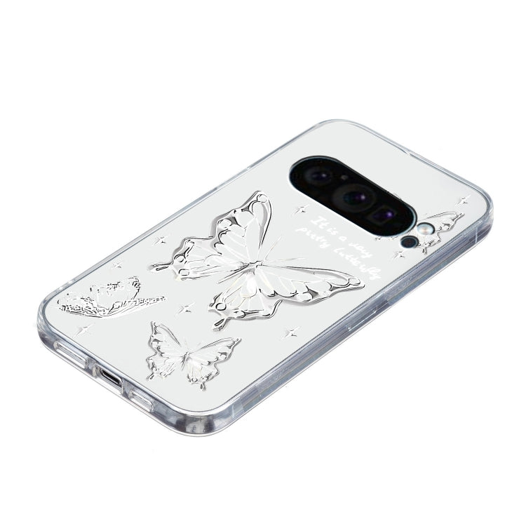 For Google Pixel 9 Colored Drawing Pattern Transparent TPU Phone Case(Butterflies) - Google Cases by buy2fix | Online Shopping UK | buy2fix