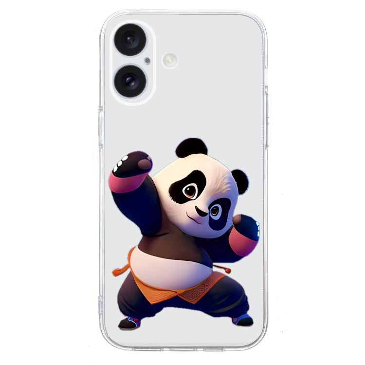 For iPhone 16 Plus Colored Drawing Pattern Transparent TPU Phone Case(Panda) - iPhone 16 Plus Cases by buy2fix | Online Shopping UK | buy2fix