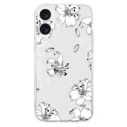 For iPhone 16 Plus Colored Drawing Pattern Transparent TPU Phone Case(White Flower) - iPhone 16 Plus Cases by buy2fix | Online Shopping UK | buy2fix