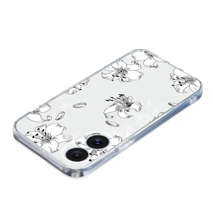 For iPhone 16 Plus Colored Drawing Pattern Transparent TPU Phone Case(White Flower) - iPhone 16 Plus Cases by buy2fix | Online Shopping UK | buy2fix