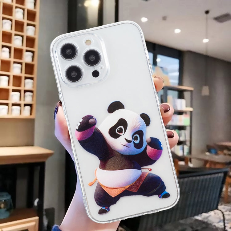 For iPhone 16 Pro Colored Drawing Pattern Transparent TPU Phone Case(Panda) - iPhone 16 Pro Cases by buy2fix | Online Shopping UK | buy2fix