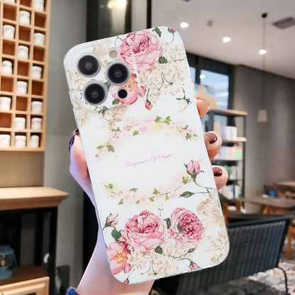 For iPhone 16 Pro Max Colored Drawing Pattern Transparent TPU Phone Case(Rose) - iPhone 16 Pro Max Cases by buy2fix | Online Shopping UK | buy2fix