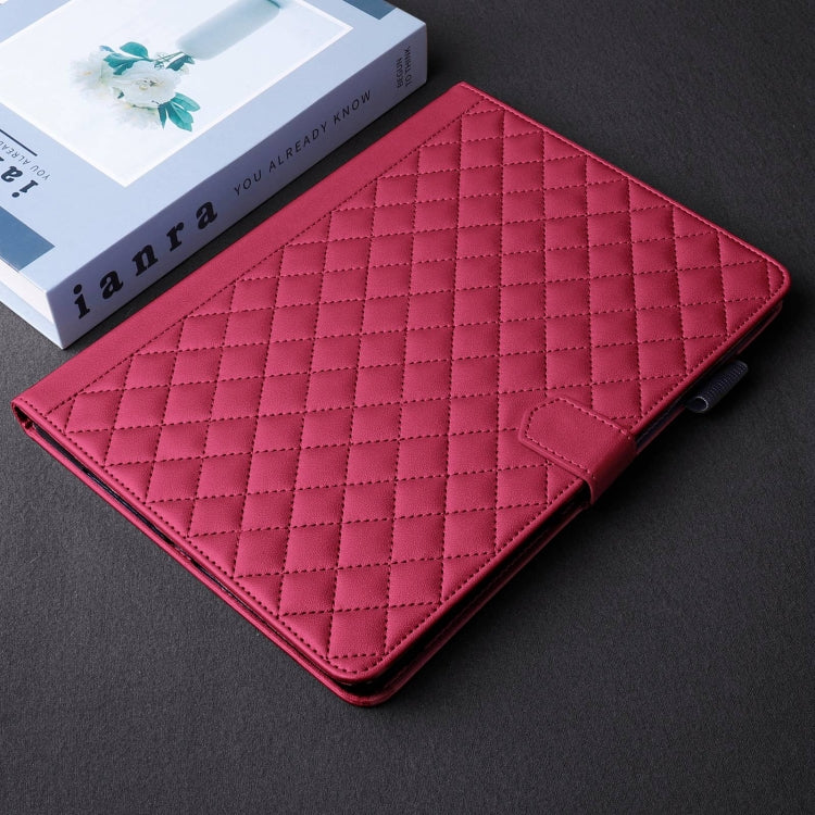 For Samsung Galaxy Tab S9 FE / S9 Rhombus Lattice Leather Tablet Case(Red) - Galaxy Tab S9 FE by buy2fix | Online Shopping UK | buy2fix