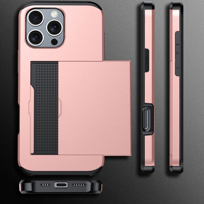 For iPhone 16 Shockproof Armor Phone Case with Card Slot(Rose Gold) - iPhone 16 Cases by buy2fix | Online Shopping UK | buy2fix