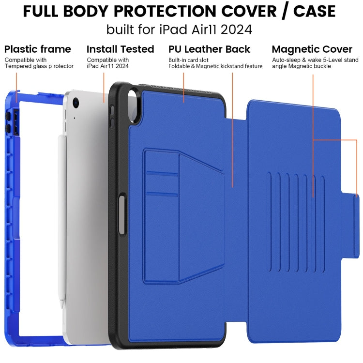 For iPad Air 11 2024 Smart B Magnetic Holder Leather Tablet Case(Blue) - iPad Air 11 2024 Cases by buy2fix | Online Shopping UK | buy2fix