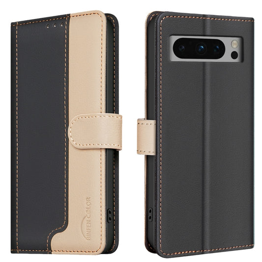 For Google Pixel 9 Pro Color Matching RFID Anti-theft Leather Phone Case(Black) - Google Cases by buy2fix | Online Shopping UK | buy2fix