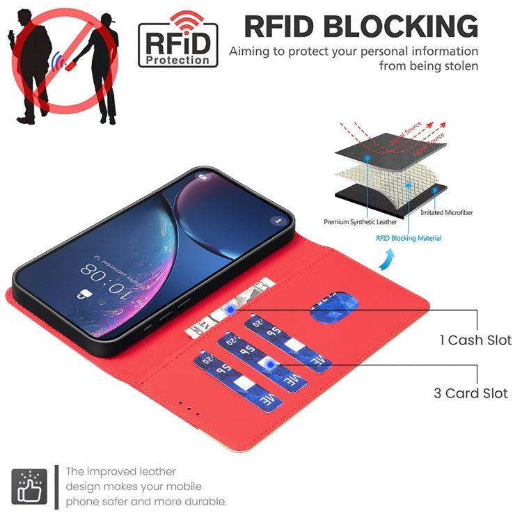 For Google Pixel 9 Pro Color Matching RFID Anti-theft Leather Phone Case(Red) - Google Cases by buy2fix | Online Shopping UK | buy2fix