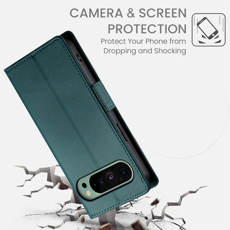 For Google Pixel 9 Side Buckle Magnetic Frosted Leather Phone Case(Dark Green) - Google Cases by buy2fix | Online Shopping UK | buy2fix