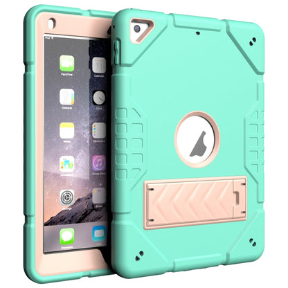 For iPad 9.7 2018 / Air / Air 2 Armor Holder Silicone Hybrid PC Tablet Case(Mint Green Gold) - iPad 9.7 (2018) & (2017) Cases by buy2fix | Online Shopping UK | buy2fix