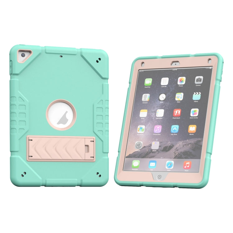 For iPad 9.7 2018 / Air / Air 2 Armor Holder Silicone Hybrid PC Tablet Case(Mint Green Gold) - iPad 9.7 (2018) & (2017) Cases by buy2fix | Online Shopping UK | buy2fix