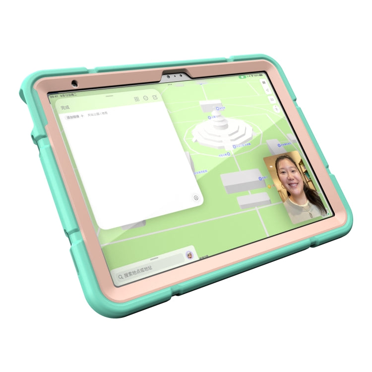 For iPad Air 11 2024 Armor Holder Silicone Hybrid PC Tablet Case(Mint Green Gold) - iPad Air 11 2024 Cases by buy2fix | Online Shopping UK | buy2fix