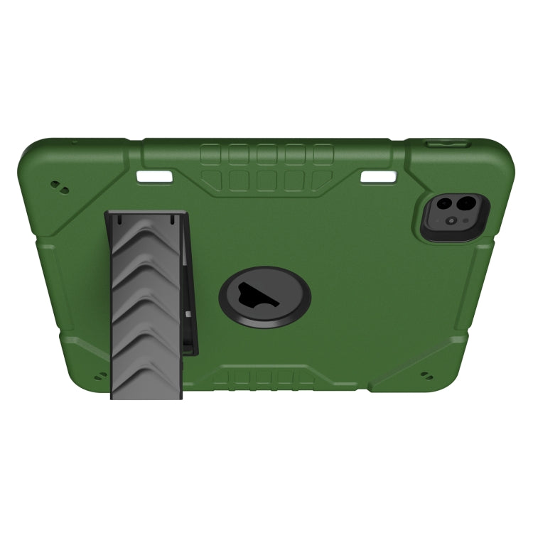 For iPad Pro 11 2024 Armor Holder Silicone Hybrid PC Tablet Case(Army Green Black) - iPad Pro 11 2024 Cases by buy2fix | Online Shopping UK | buy2fix