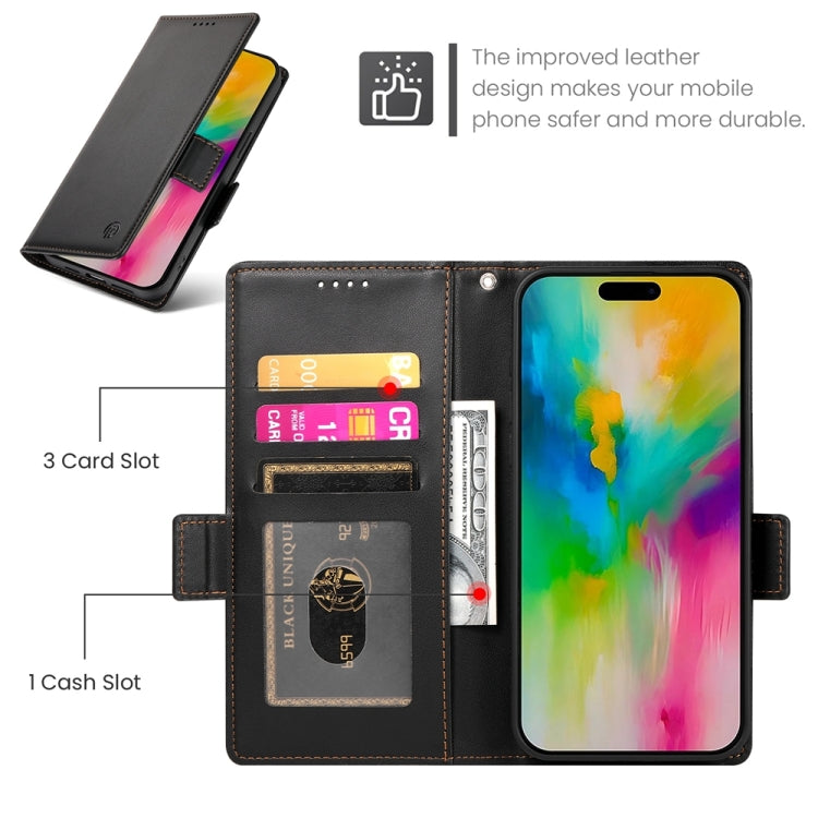 For iPhone 16 Pro Max Side Buckle Magnetic Frosted Leather Phone Case(Black) - iPhone 16 Pro Max Cases by buy2fix | Online Shopping UK | buy2fix