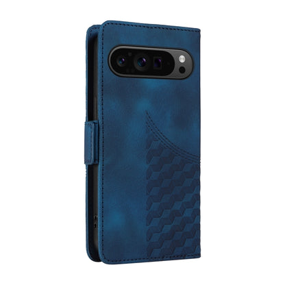 For Google Pixel 9 Pro XL Embossed Rhombus Starry Leather Phone Case(Blue) - Google Cases by buy2fix | Online Shopping UK | buy2fix