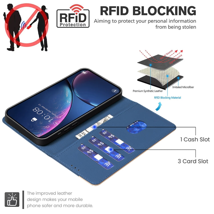 For iPhone 16 Pro Max Color Matching RFID Anti-theft Leather Phone Case(Blue) - iPhone 16 Pro Max Cases by buy2fix | Online Shopping UK | buy2fix