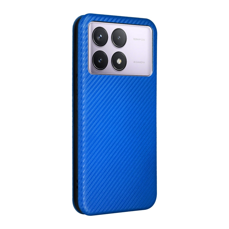 For Redmi K70 Carbon Fiber Texture Flip Leather Phone Case(Blue) - K70 Cases by buy2fix | Online Shopping UK | buy2fix