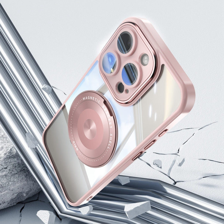 For iPhone 14 Pro Max 360 Holder Magsafe Acrylic Hybrid TPU Phone Case(Pink) - iPhone 14 Pro Max Cases by buy2fix | Online Shopping UK | buy2fix