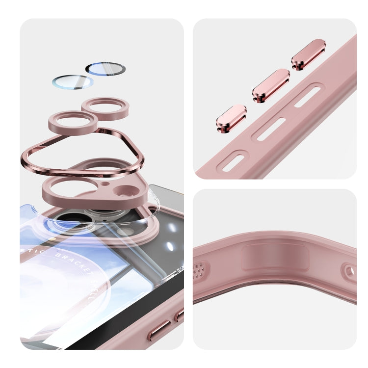 For iPhone 16 360 Holder Magsafe Acrylic Hybrid TPU Phone Case(Pink) - iPhone 16 Cases by buy2fix | Online Shopping UK | buy2fix