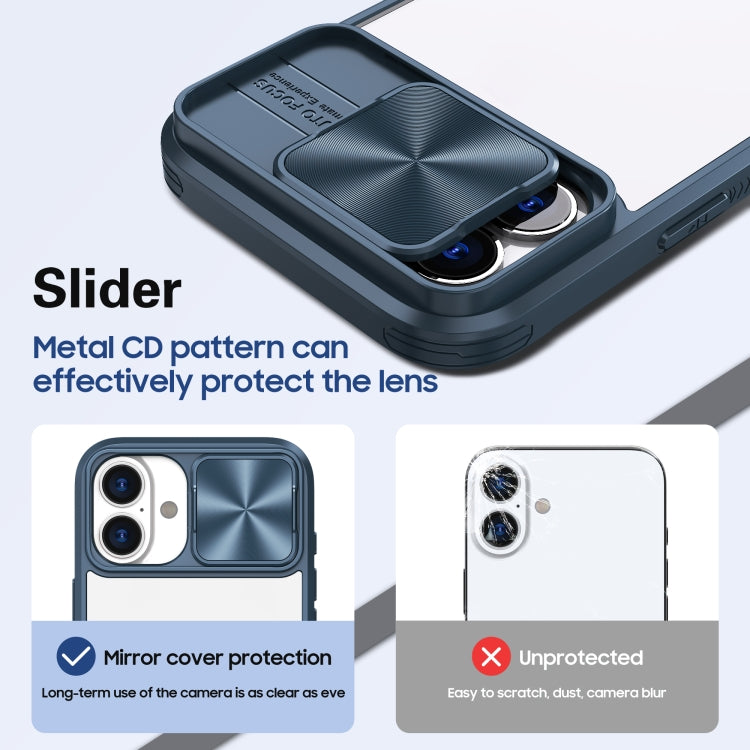 For iPhone 16 Pro Sliding Camshield Acrylic Hybrid TPU Phone Case(Navy Blue) - iPhone 16 Pro Cases by buy2fix | Online Shopping UK | buy2fix