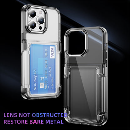 For iPhone 16 Pro Card Holder Acrylic Hybrid TPU Phone Case(Transparent Black) - iPhone 16 Pro Cases by buy2fix | Online Shopping UK | buy2fix