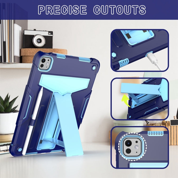 For iPad Pro 11 2024 T Holder Robot Silicone Hybrid PC Tablet Case(Navy Blue Blue) - iPad Pro 11 2024 Cases by buy2fix | Online Shopping UK | buy2fix