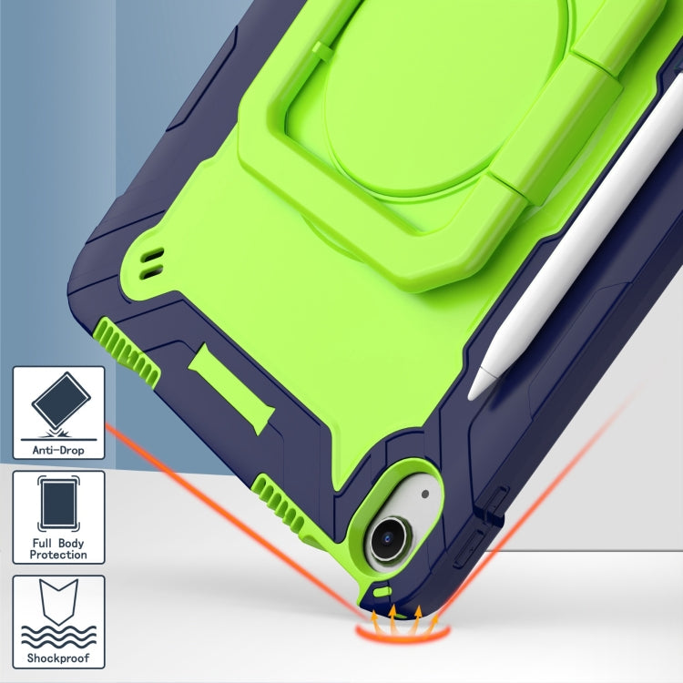 For iPad Air 11 2024 Handle Grip Holder Silicone Hybrid PC Tablet Case with Strap(Navy Yellow Green) - iPad Air 11 2024 Cases by buy2fix | Online Shopping UK | buy2fix