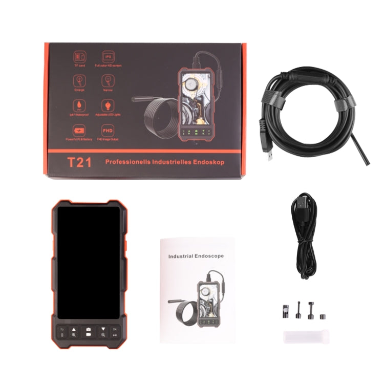 T21 4.5 inch IPS Color Screen 5.5mm Single Camera Split Hard Cable Industrial Endoscope, Length:5m(Black Red) -  by buy2fix | Online Shopping UK | buy2fix