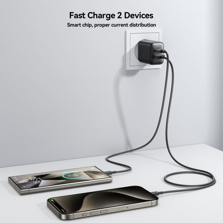 JOYROOM JR-TCF13 25W Dual Ports USB + Type-C Charger, Plug:EU Plug(Black) - USB Charger by JOYROOM | Online Shopping UK | buy2fix