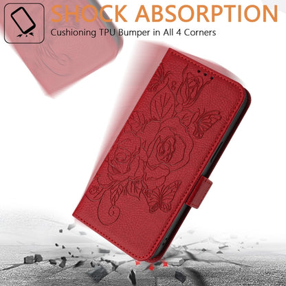 For Blackview Color 8 / Oscal Modern 8 Embossed Rose RFID Anti-theft Leather Phone Case(Red) - More Brand by buy2fix | Online Shopping UK | buy2fix